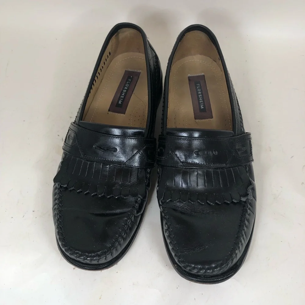 Florsheim Black Leather Tassel Loafer Slip On Dress Shoe Size Men's 9 D